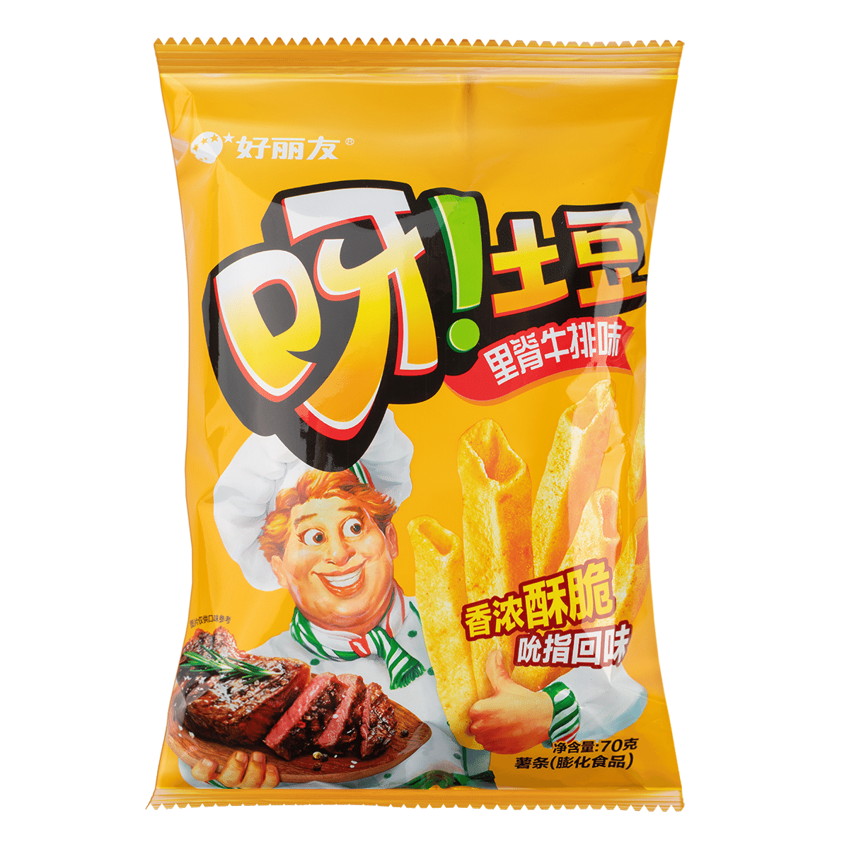 好丽友 呀!土豆 薯条 里脊牛排味 70 克*20 包