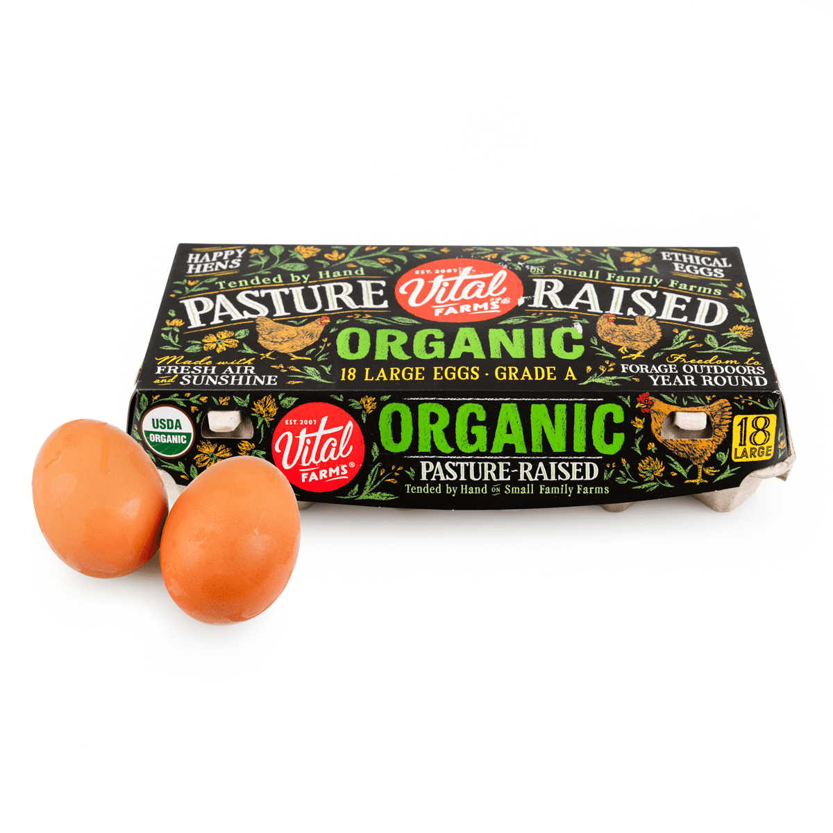 Vital Farms Organic Pasture Raised Large Grade A Eggs 18 count