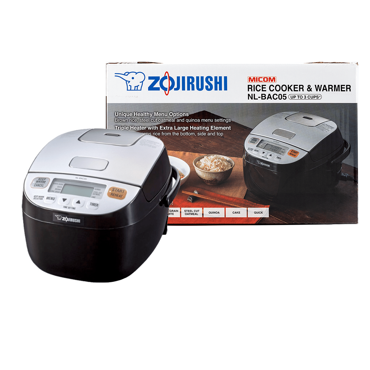 Zojirushi Micom Rice Cooker and Warmer 3 Cup, Silver Black NL-BAC05SB 1 count