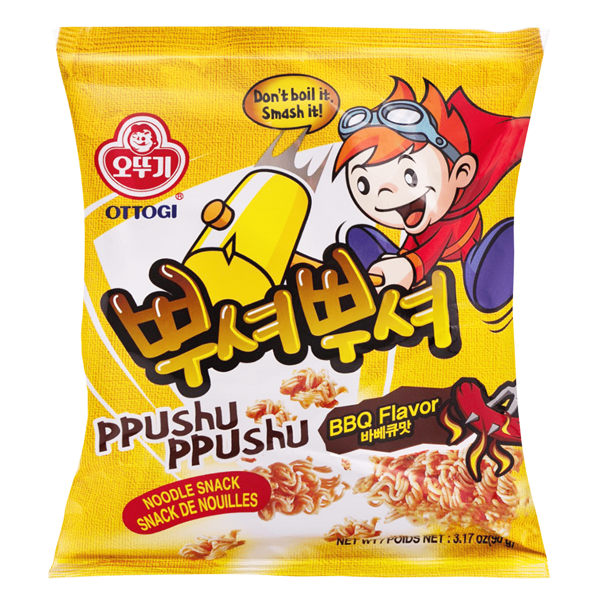 Otoki Ppushu Ppushu Noodle Snack, BBQ Flavor 90 g*24 pack