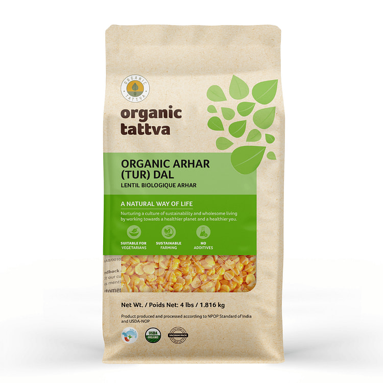 Organic Tattva Toor (Arhar) Dal | Pigeon Pea 4 lb