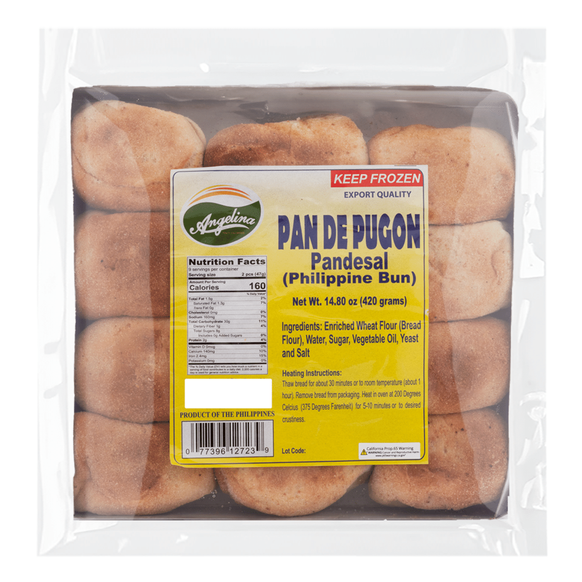 Pandesal (Baked in the Philippines) 12pcs, Frozen 14.8 oz