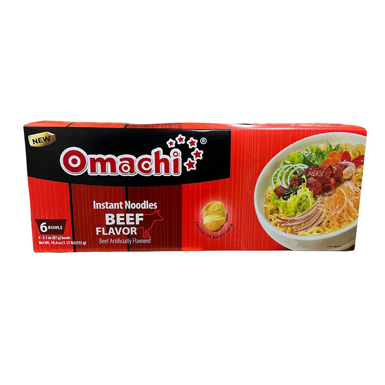 Omachi Instant Noodles Bowl Beef Flavor Box 6 个