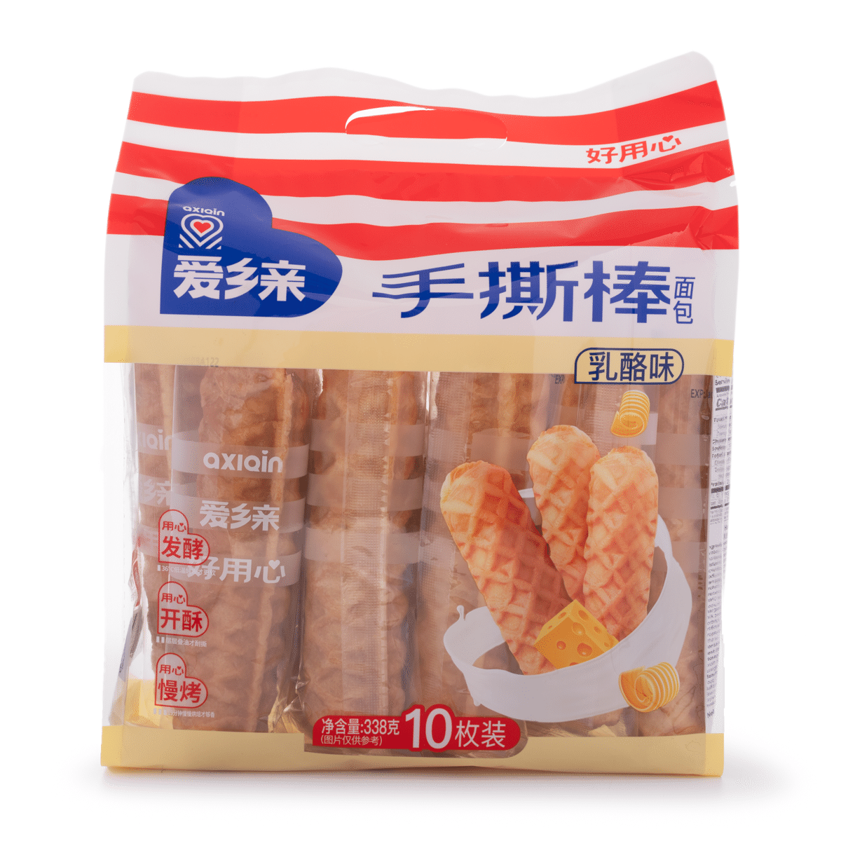 爱乡亲 乳酪手撕棒面包 乳酪馅 10个 338 克