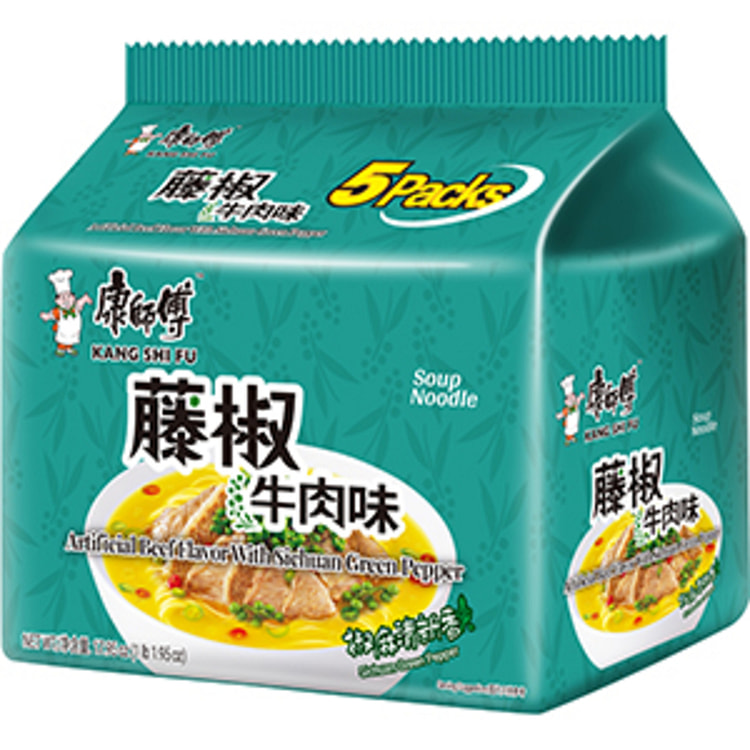 康师傅 藤椒牛肉面 五连包 102 克
