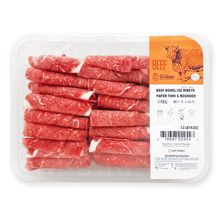 Beef Ribeye Sliced Curl, Thin Cut, Frozen 1.2 lb