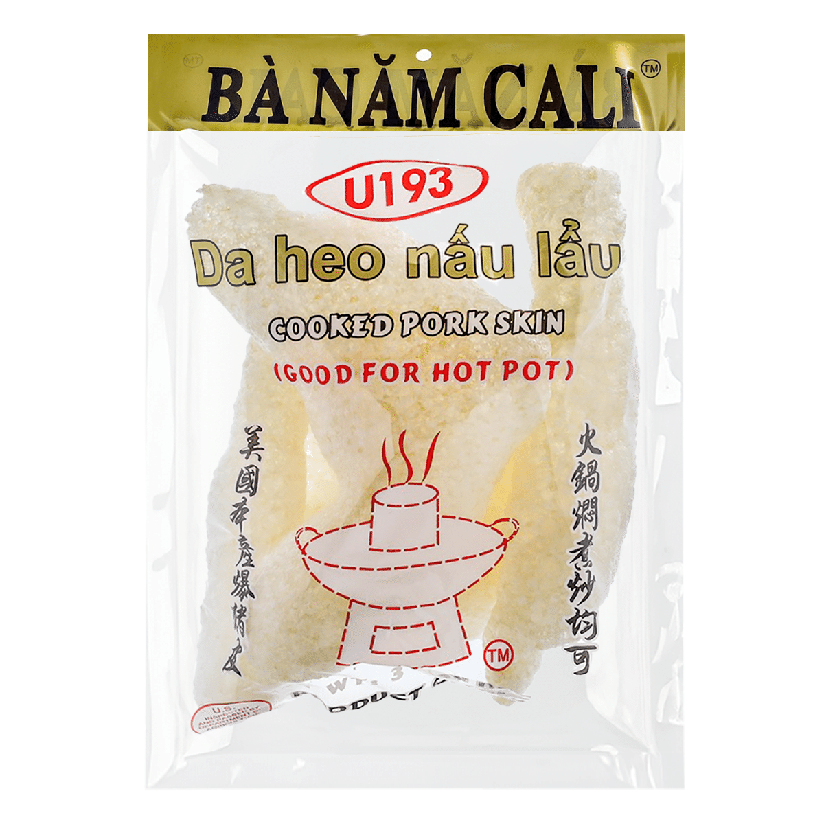 Ba Nam Cali Cooked Pork Skin for Hot Pot 3 oz