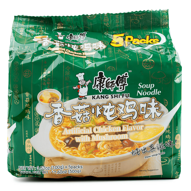 Kangshifu Soup Noodle, Artificial Chicken Flavor with Mushroom 5pk 17.6 oz