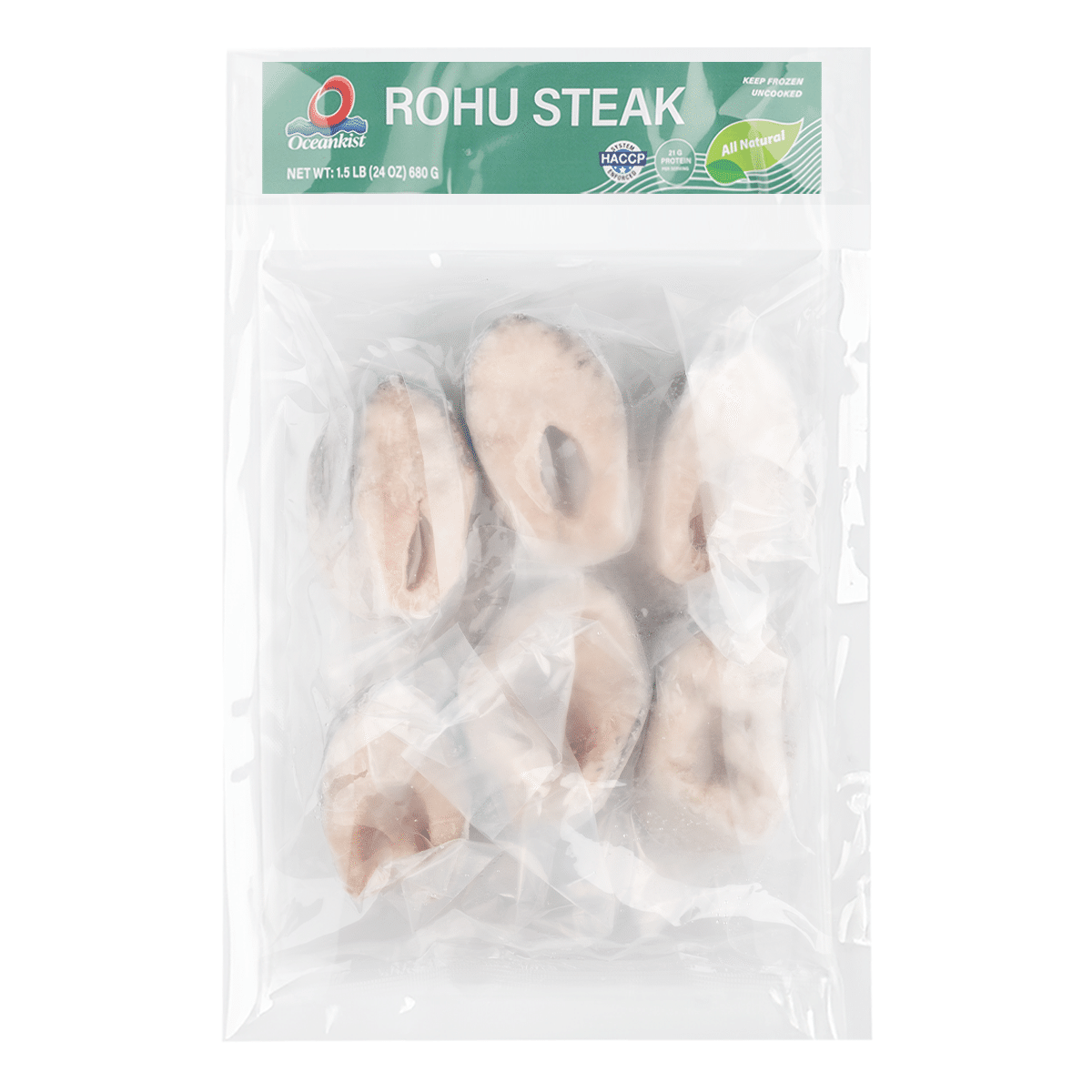 Oceankist Rohu Fish Steak, Frozen 1.5 lb