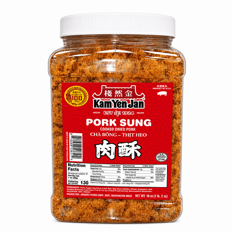 Kam Yen Jan Cooked Dried Pork, Pork Sung 18 oz