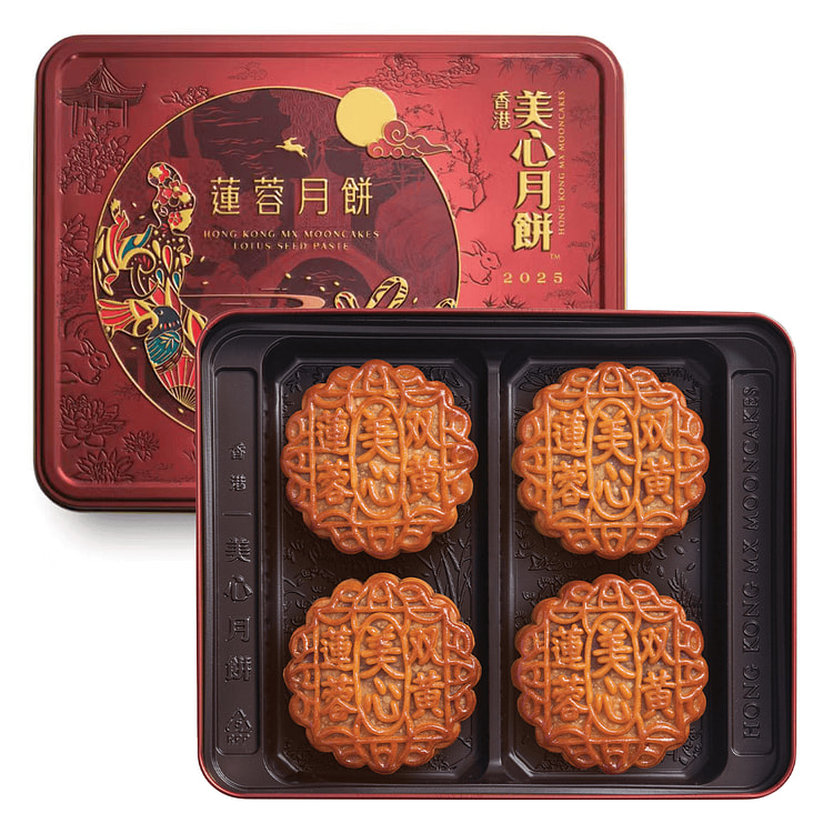 香港美心 双黄莲蓉月饼 4个 740 克