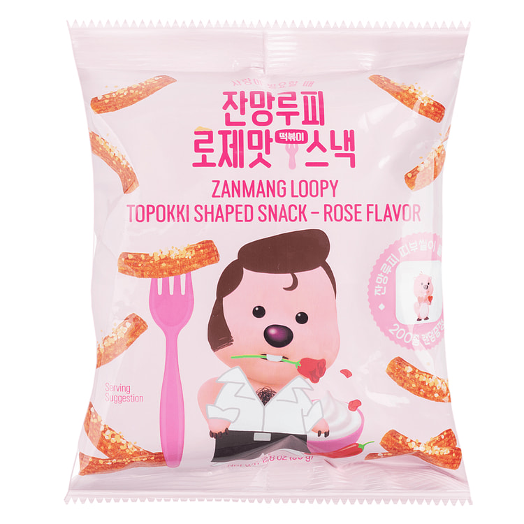 Zanmang Loopy toppoki shaped Snack Rose Flavor 80 g
