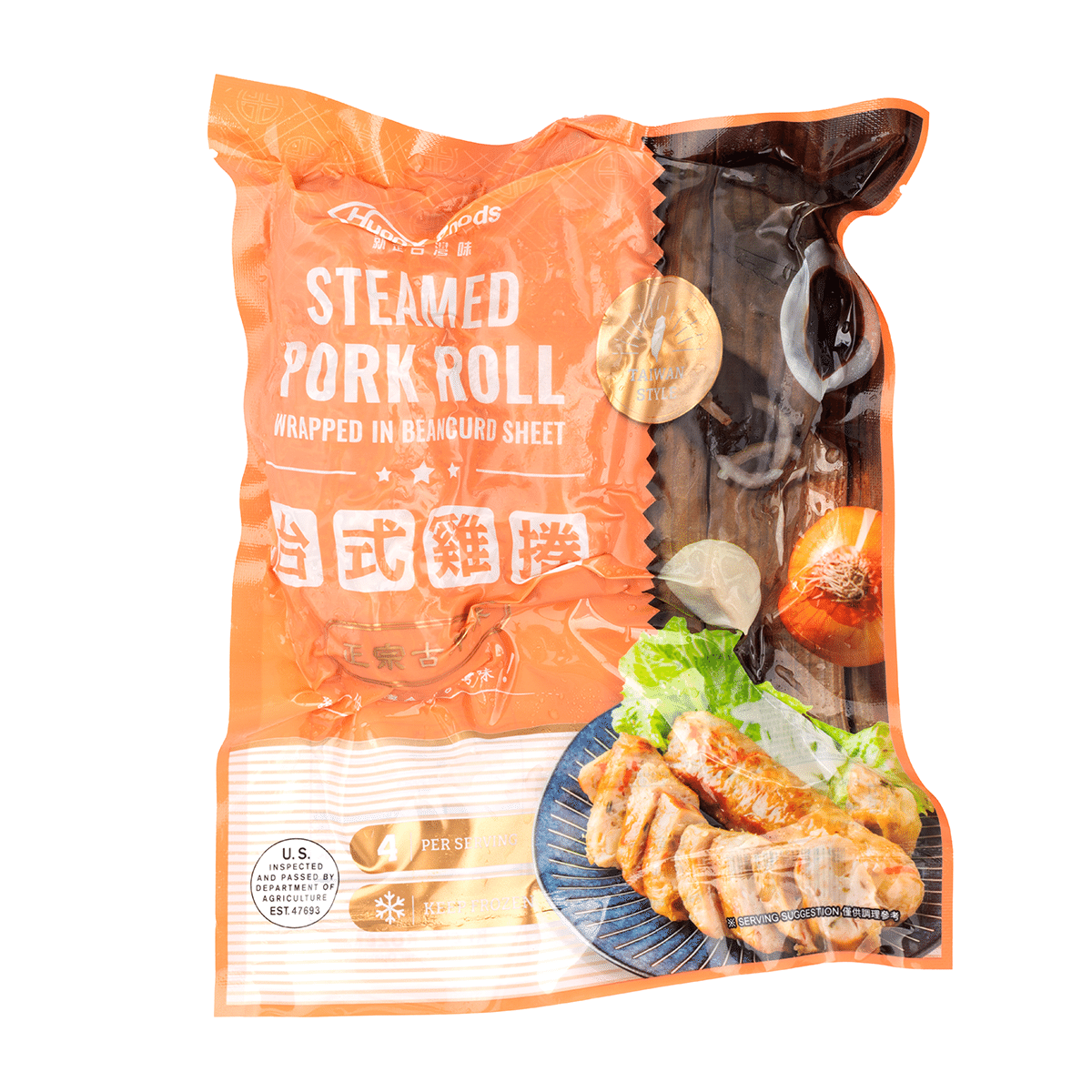 Taiwanese Brand Steamed Pork Roll Wrapped in Bean Curd Frozen 16 oz