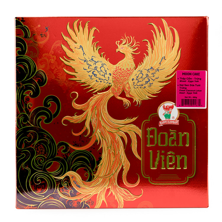 Happy Elephant Premium Moon Cake Coconut-Lotus Seed (Yolk) 2pcs & Mixed (Yo