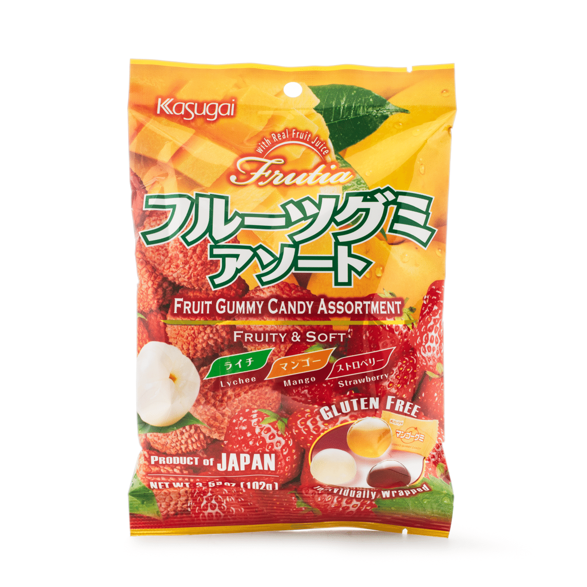 Kasugai Fruit Gummy Assort (Lychee, Mango, Strawberry) 102 g
