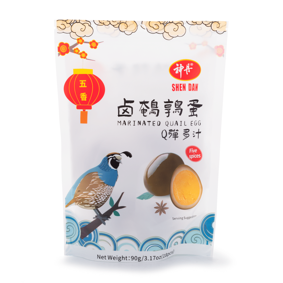 ShenDan 五香味漬けウズラ卵 90 グラム