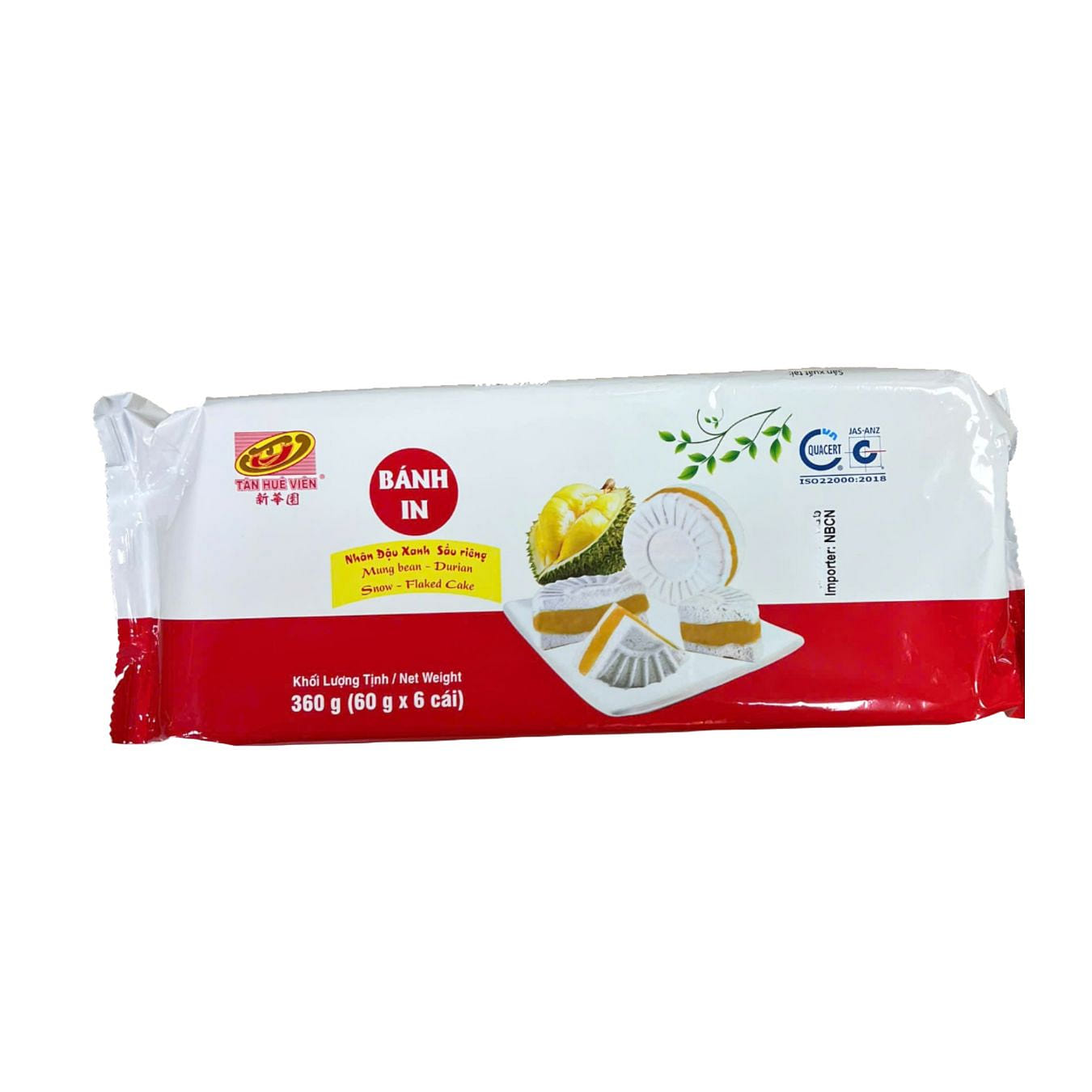 Tan Hue Vien Banh in Cake with Mung Bean and Durian, Frozen 360 g