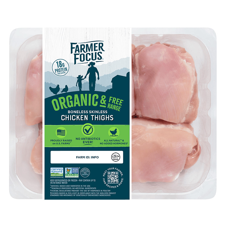 Organic & Free Range Chicken Boneless Skinless Thighs Frozen 1.2 lb