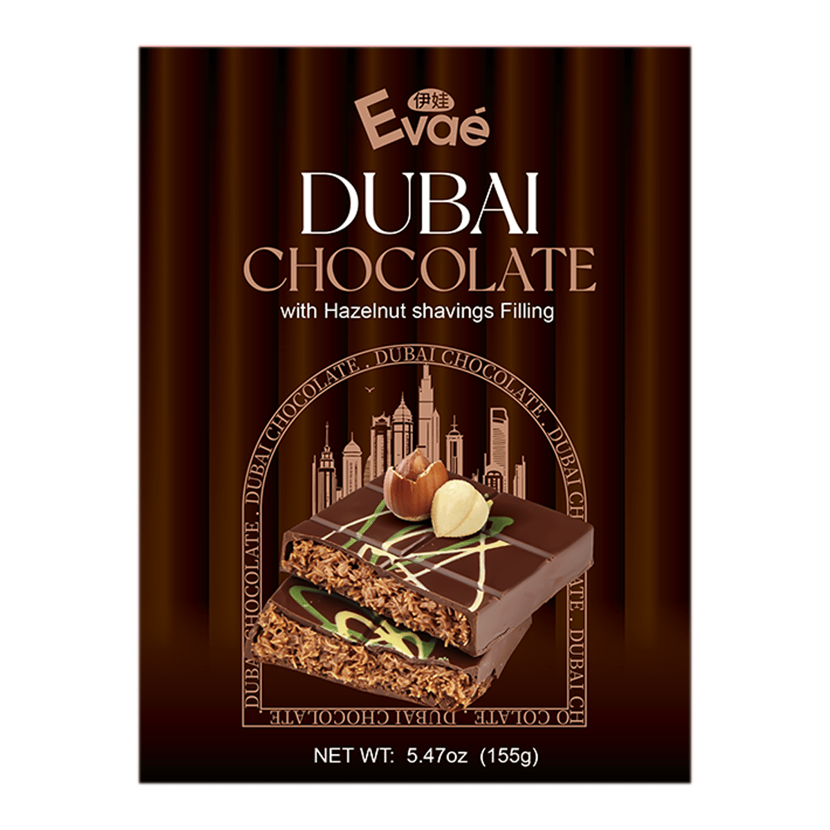 Chocolate de Dubai com Recheio de Avelã, Evae 155 g