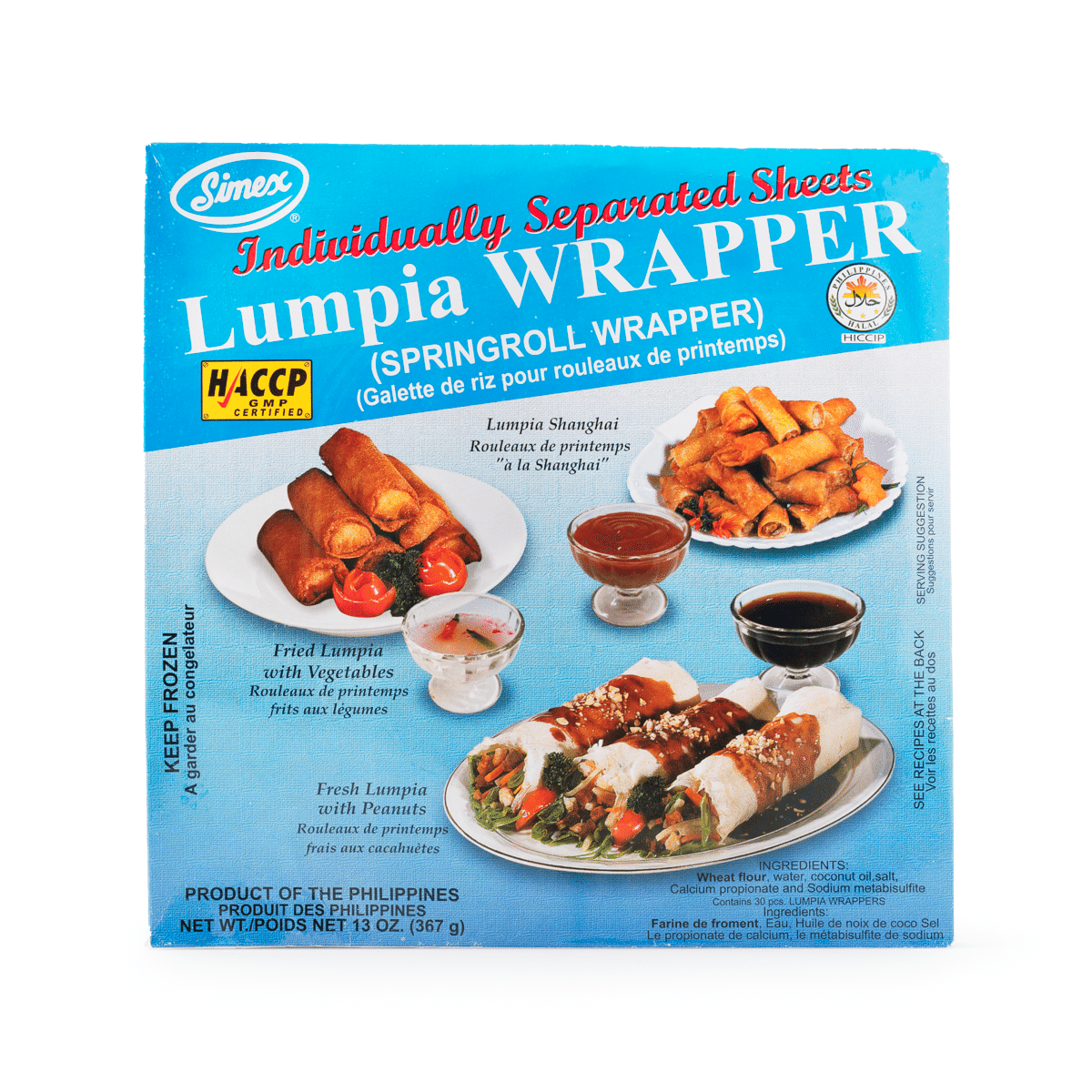 Folhas para Lumpia (Folhas Separadas Individualmente) 10", Simex 13 onça(s)