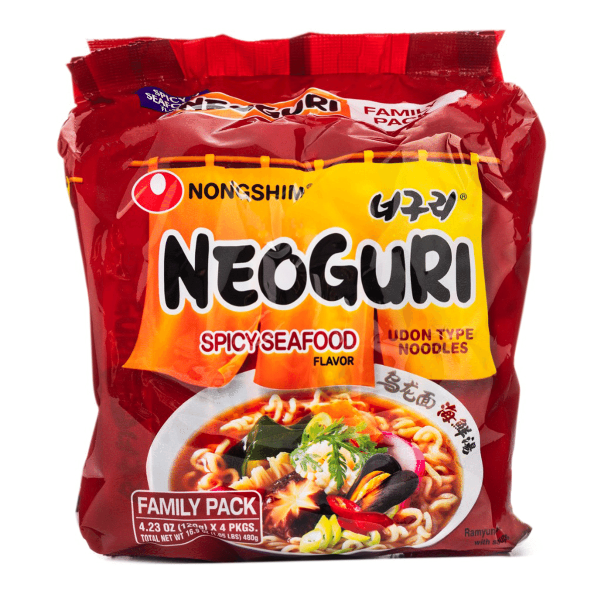 Nongshim 海鮮辛味インスタントラーメン うどん 4袋入 480 グラム