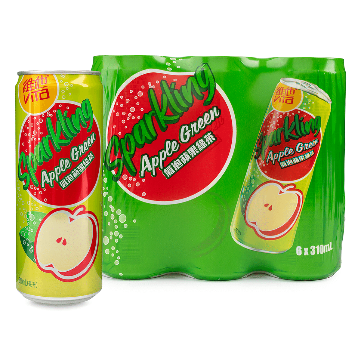 Vita Sparkling Apple Green Tea Drink 310 ml*6 can