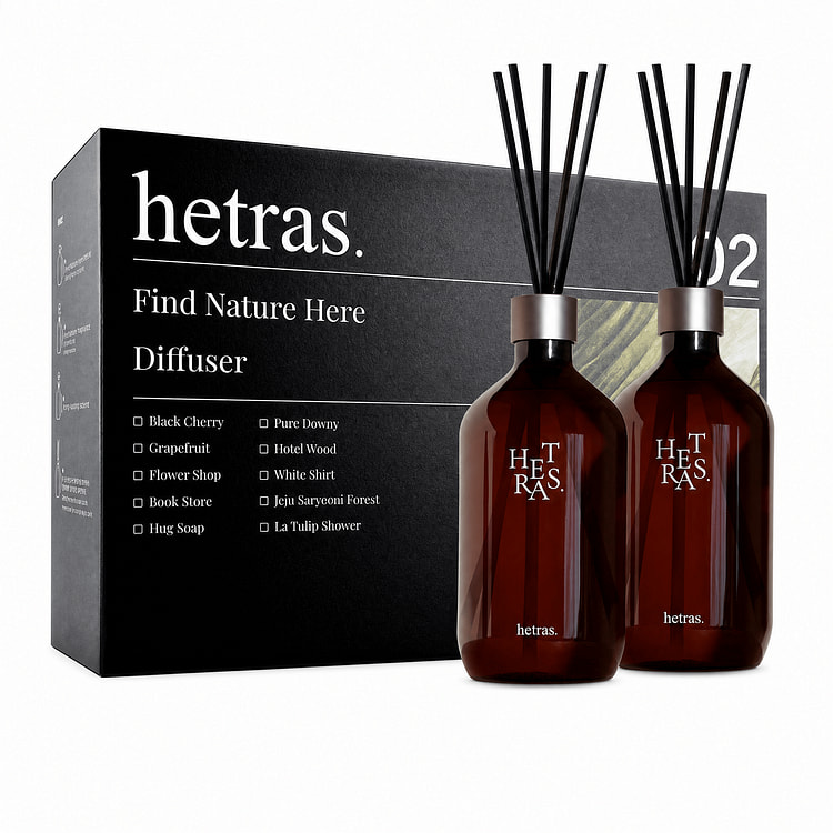HETRAS Premium Reed Diffuser 2P Set (#02 Flower Shop, 500ml × 2) 500 ml