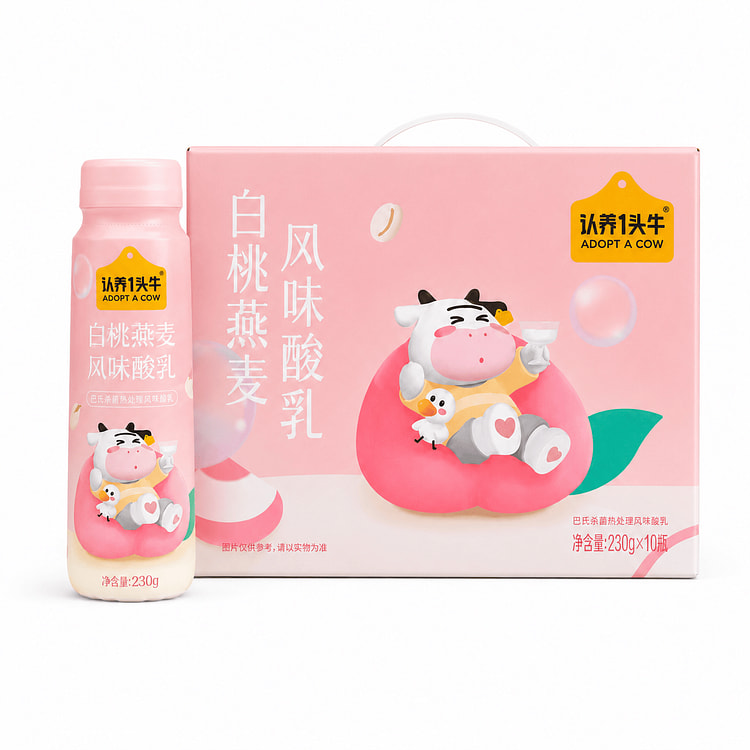 Adopt A Cow Yogurt Drink White Peach and Oat Flavor 230g 230 g*10 bottles