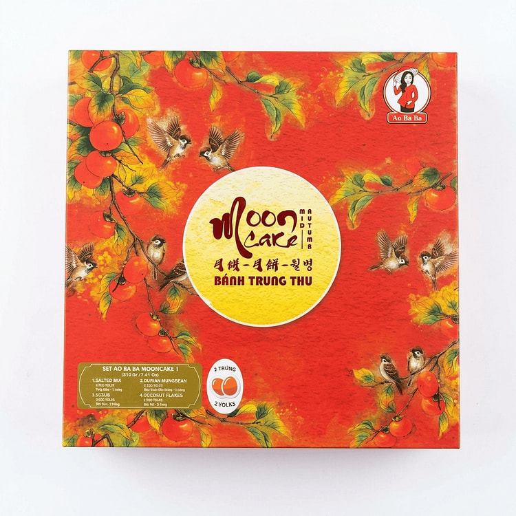 Ao Ba Ba Moon Cake 2 Yolks - Mixed Nuts, Durian Green Bean, Lotus Seed and 