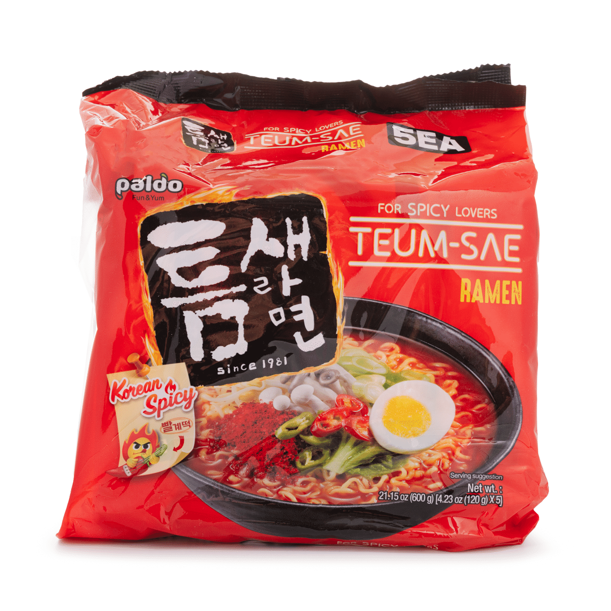 Paldo Teumsae Ramen, Extreme Spicy 120g*5 600 g