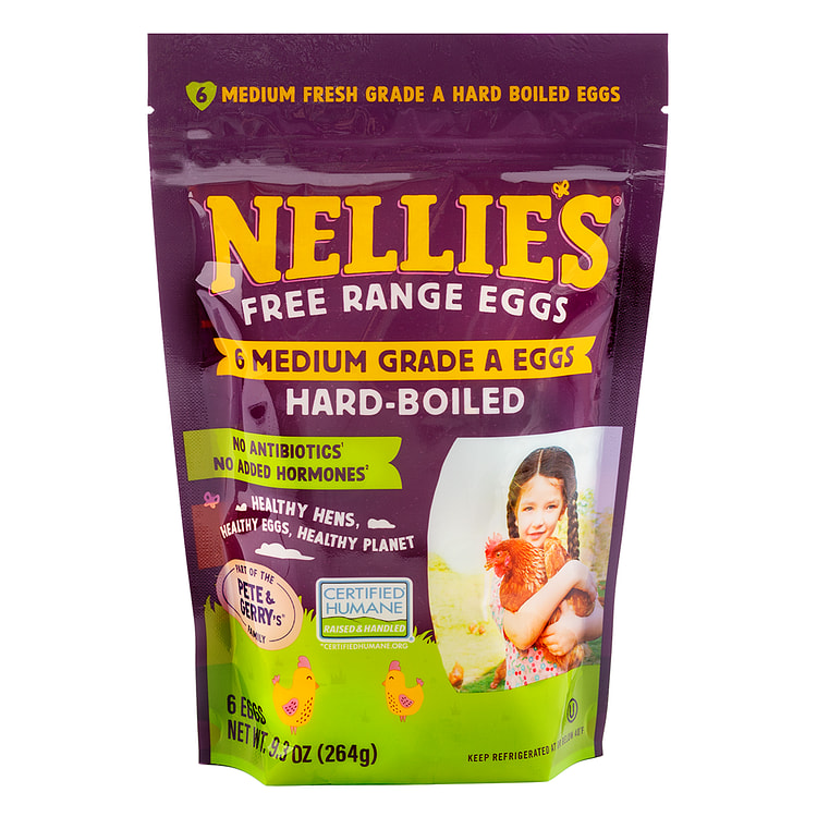 Nellie's Free Range Hard-Boiled Eggs Medium Grade A 6ct. 9.3 盎司