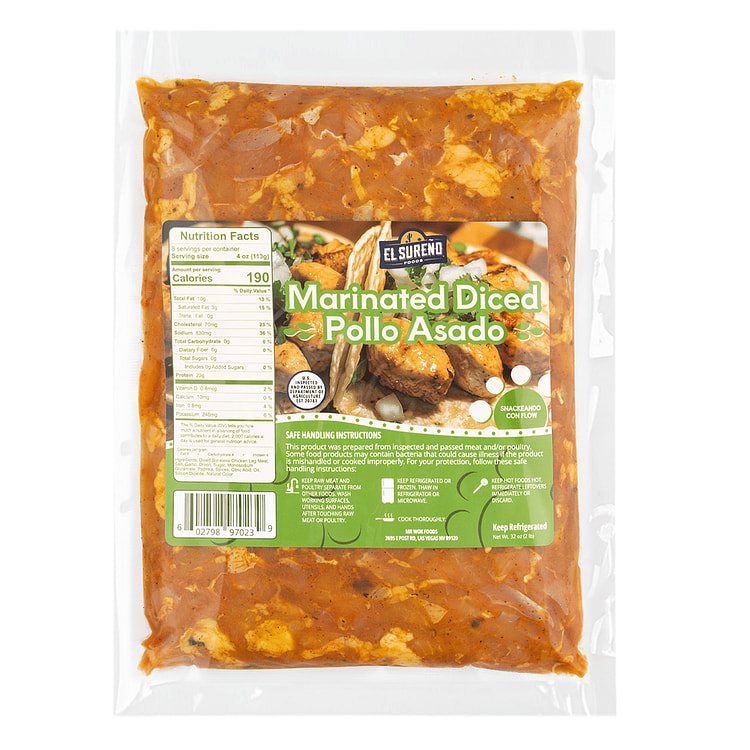 El Sureno Marinated Diced Pollo Asado 32 oz
