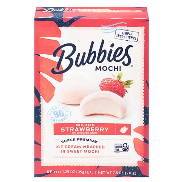 Bubbies Mochi Ice Cream Strawberry 7.5 oz