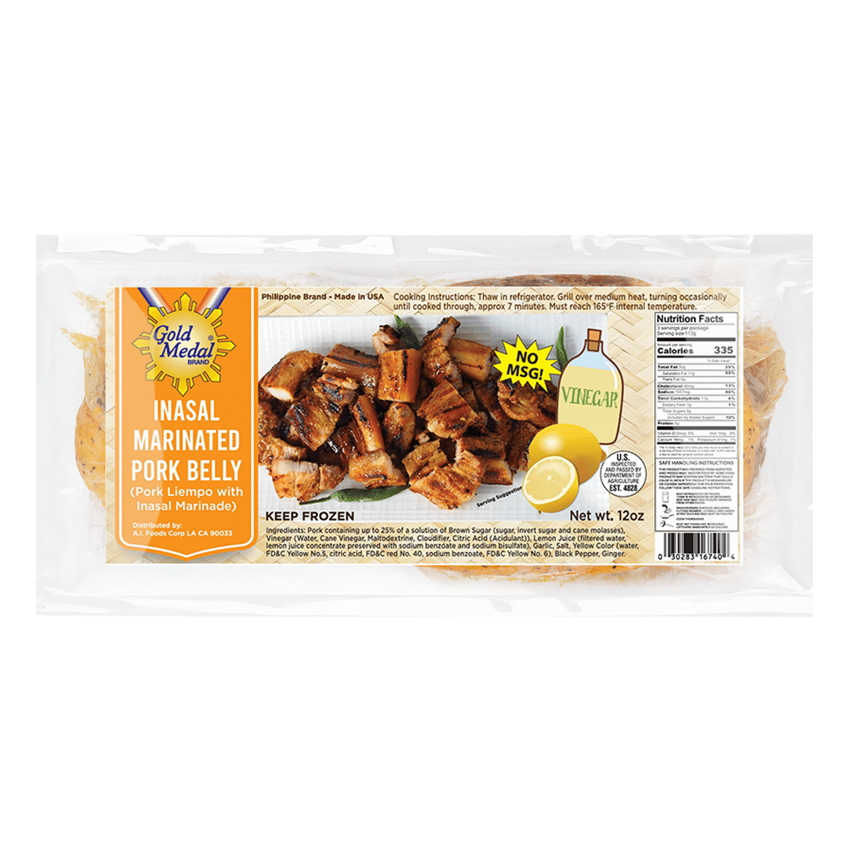 Gold Medal Marinated Pork Liempo Inasal-Style, Frozen 12-13 oz
