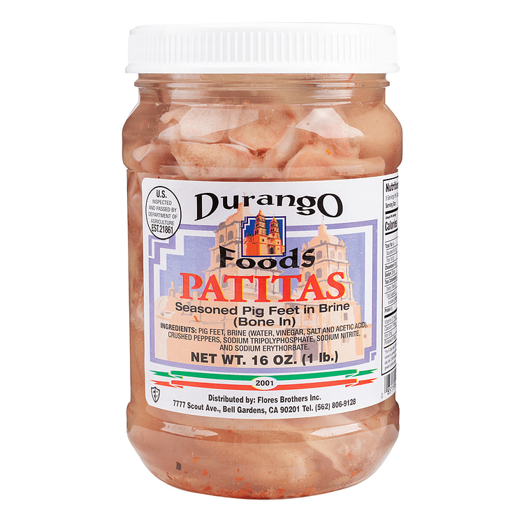 Durango Foods seasoned Pig Feet in Brine (Bone in) 16 oz