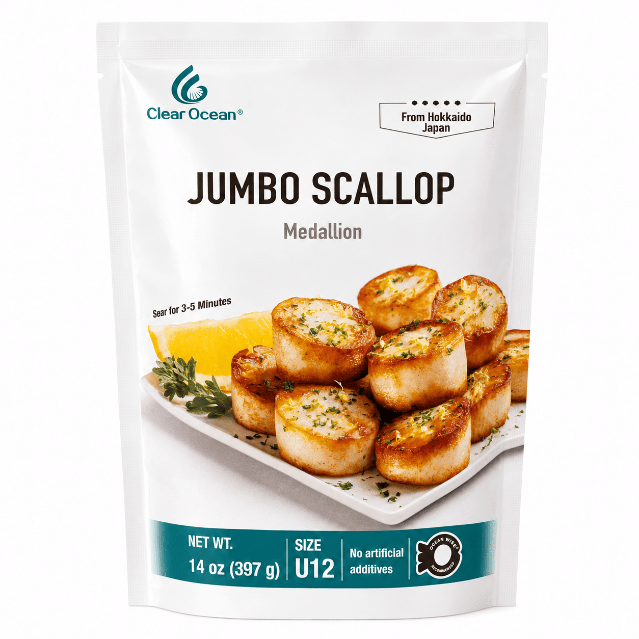 Clear Ocean Hokkaido Jumbo Medallion Scallop 14 oz