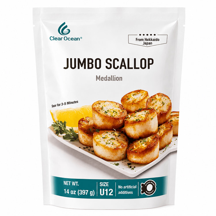 Clear Ocean Hokkaido Jumbo Medallion Scallop 14 oz