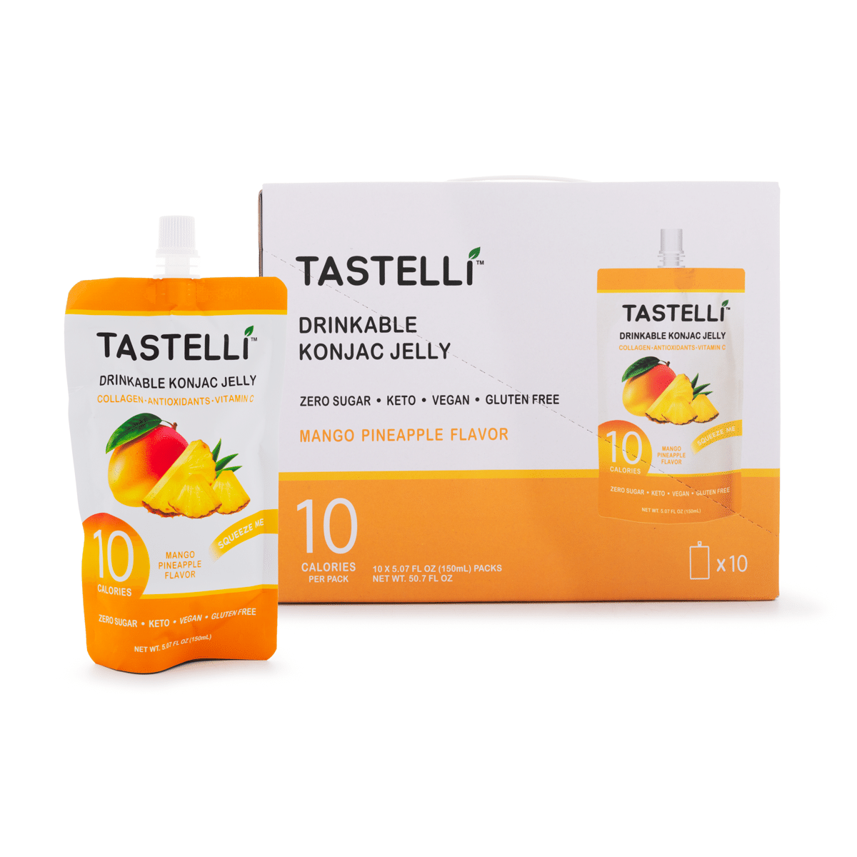 Tastelli Mango& Pineapple Flavor Konjac Jelly Collagen + Vitamin C + Antioxidants 1 케이스