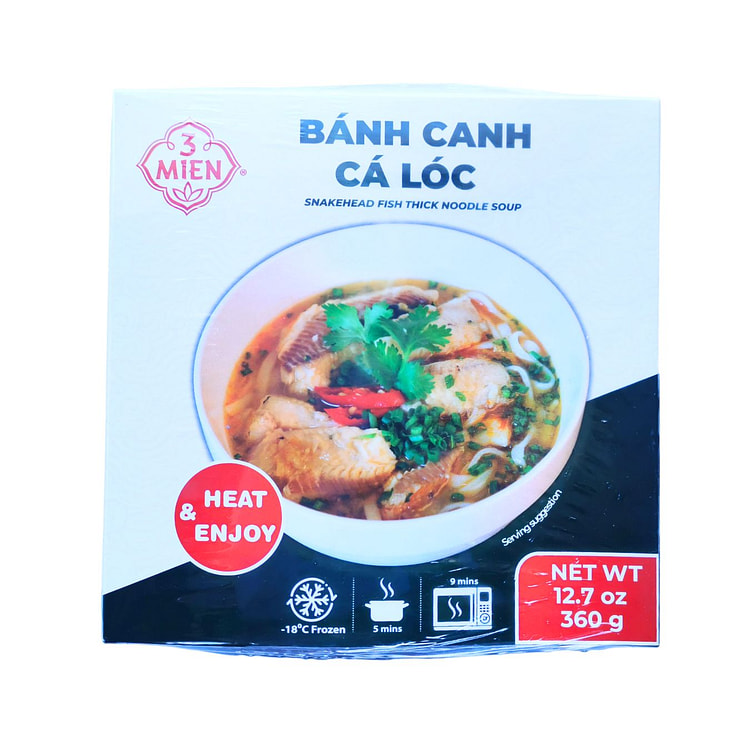 3 Mien Snakehead Fish Thick Noodle Soup, Frozen 360 g