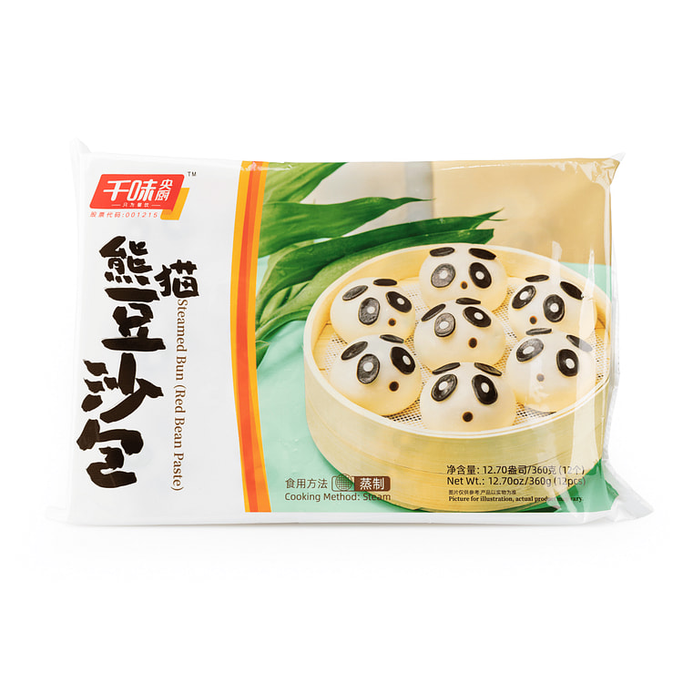 Panda-Shaped Steamed Bun with Red Bean Paste Filling, Frozen 300-360 g