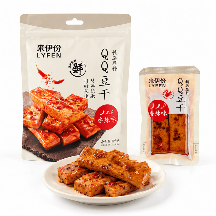 LYFEN QQ Dried Bean Curd, Spicy Flavor 125 g