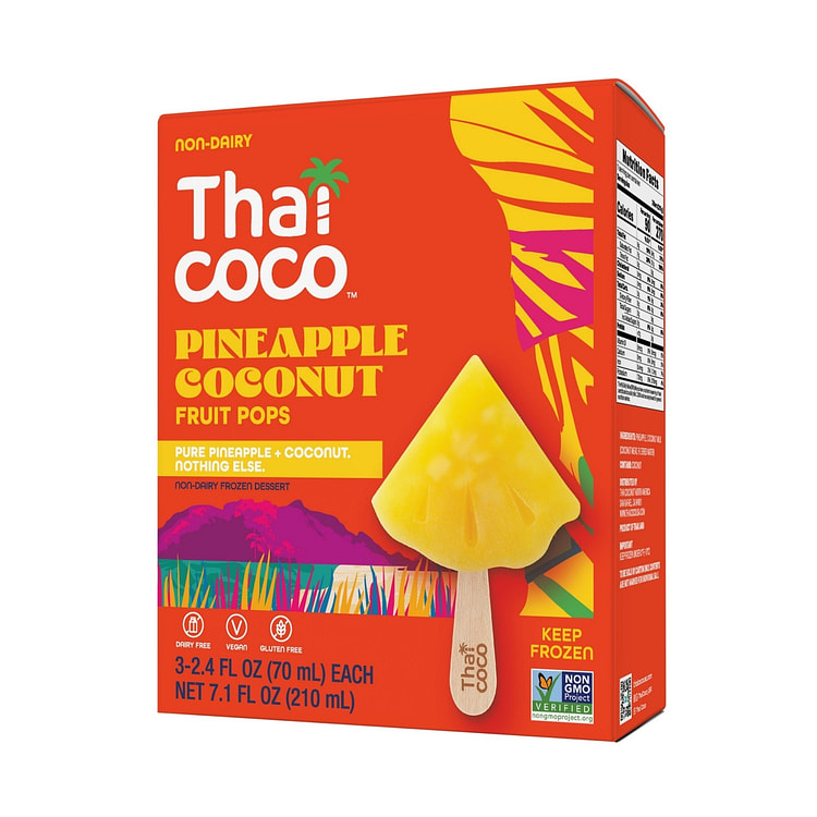 Kem Que Dừa Vị Dứa Thai Coco, 3 Cây 7.1 oz