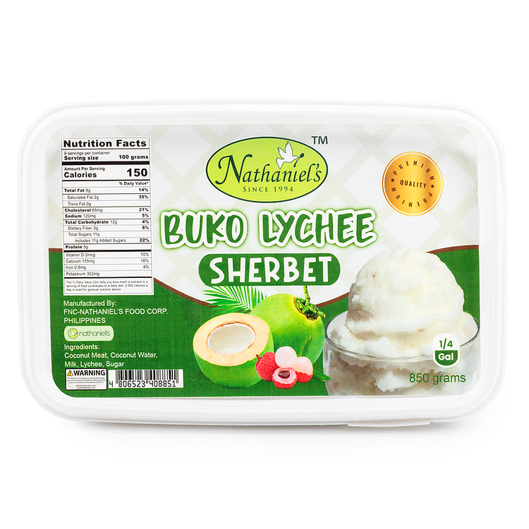 Nathaniel's Buko Lychee Sherbet 850 克