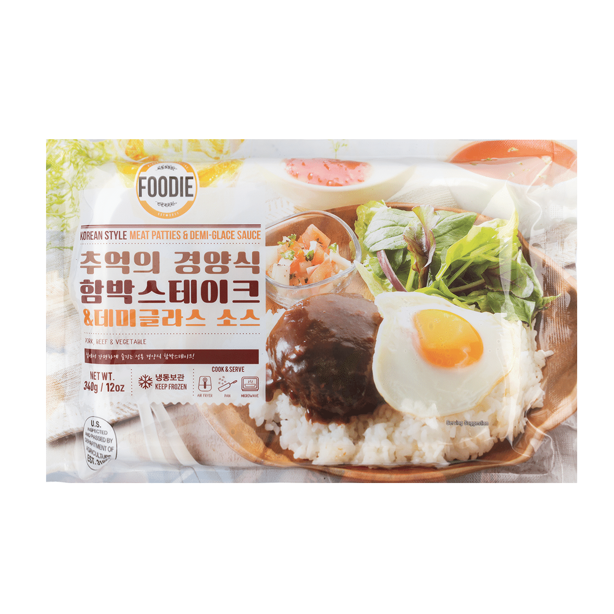 FOODIE Korean Style Meat Patties & Demi-glace Sauce, Frozen 12 oz