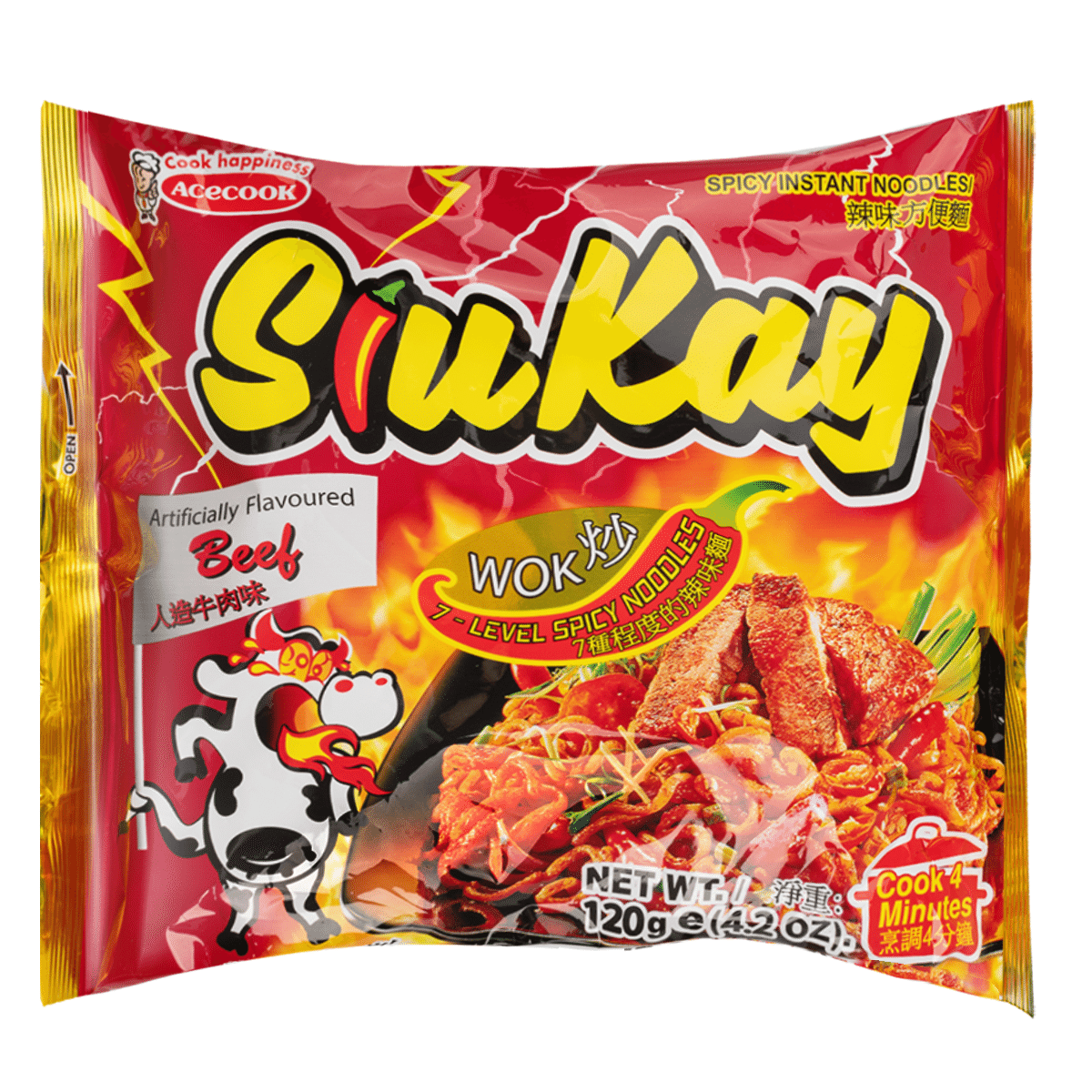 Acecook Siukay Instant Noodle, Beef Flavor 128 克