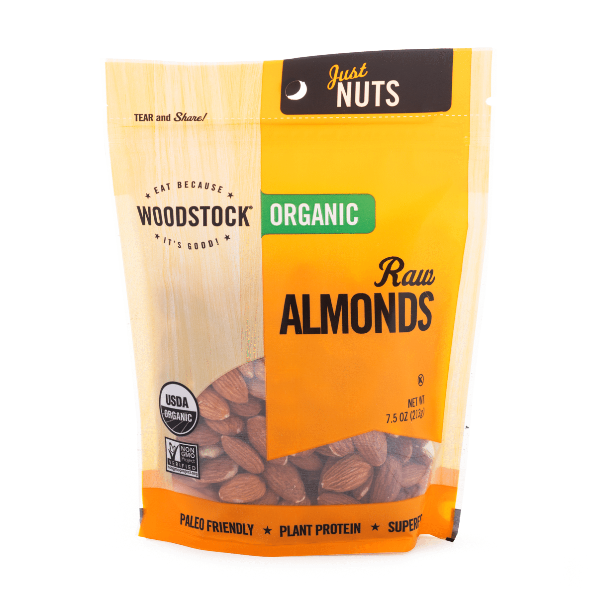Amêndoas Cruas Orgânicas Woodstock Foods 7.5 oz