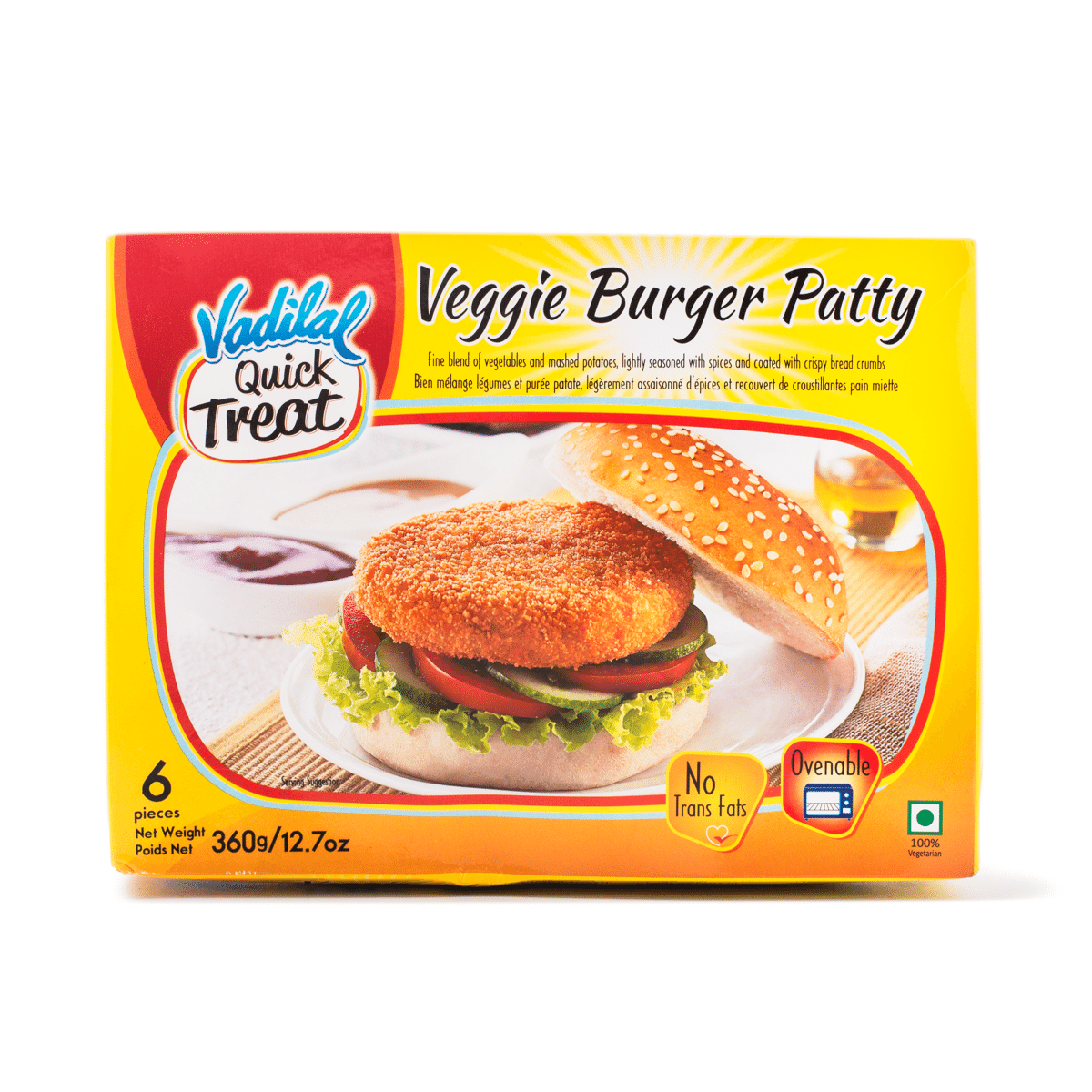 Vadilal Veggie Burger Patty 6pcs Frozen 360 g