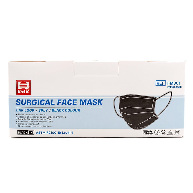 Disposable Face Mask 50pcs, Black 1 box