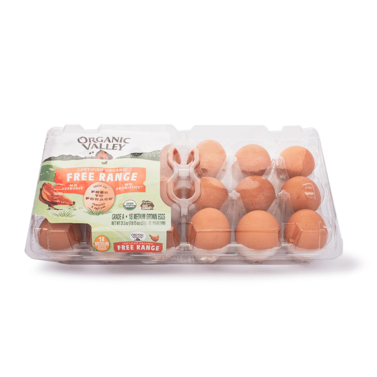 Ovos Médios Orgânicos de Criação Livre 18 unidades Organic Valley 1 box