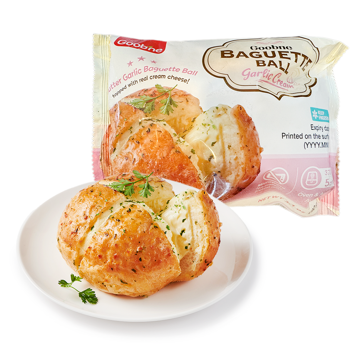 GOOBNE Garlic Cream Baguette Ball, Frozen 90 g